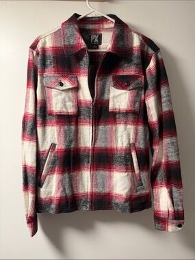 PX Red Plaid Zip-Front Men's Jacket